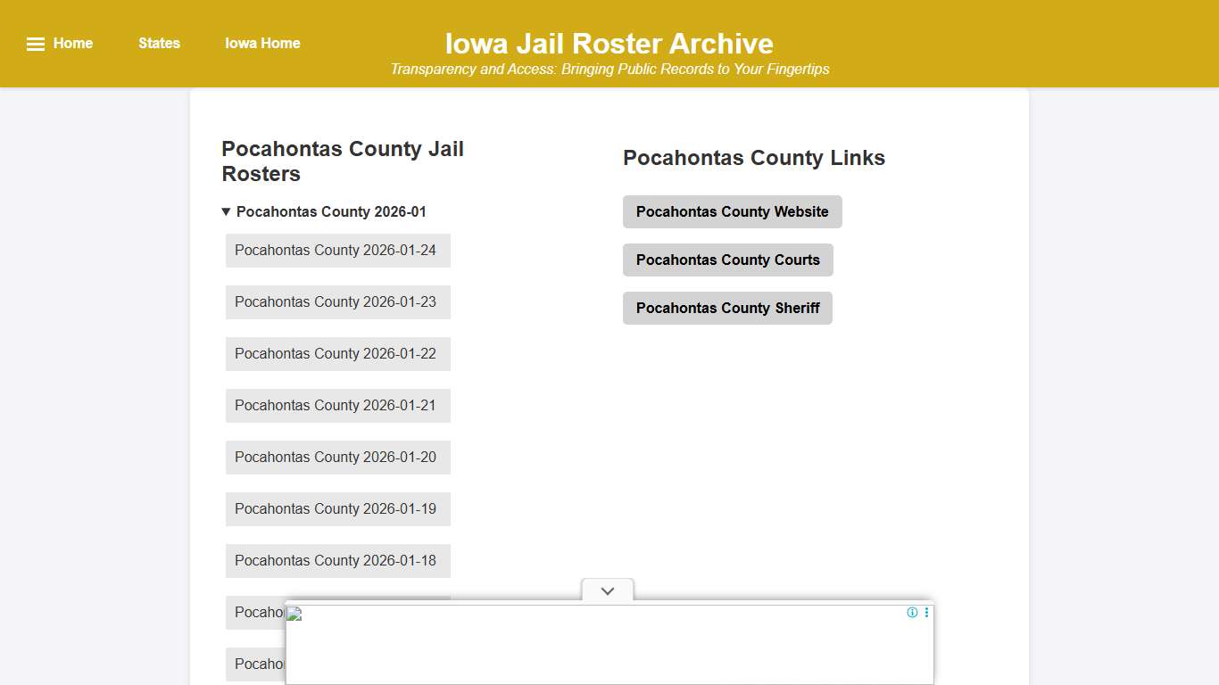 Pocahontas County - Iowa Jail Rosters