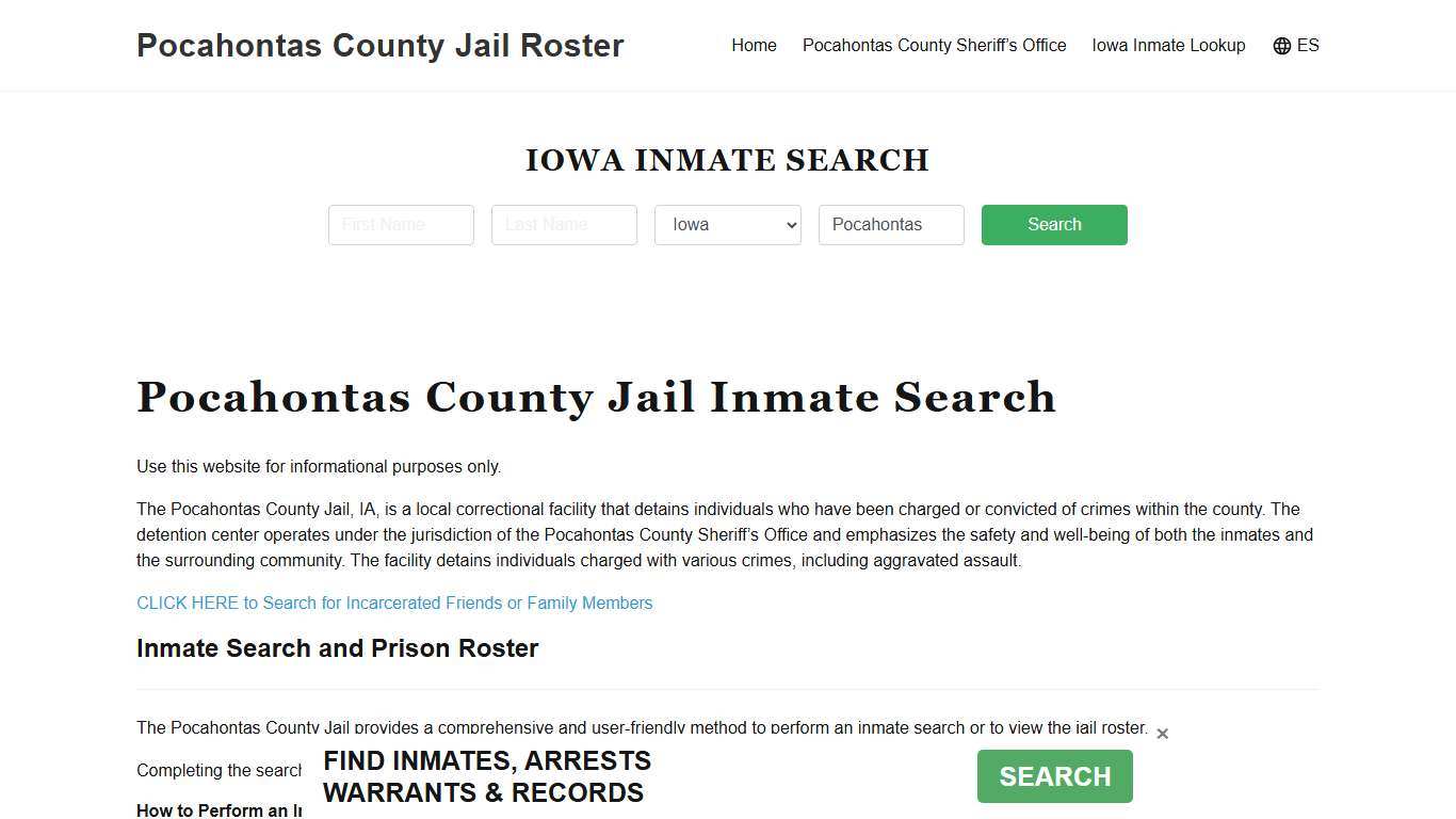Pocahontas County Jail Roster Lookup, IA, Inmate Search