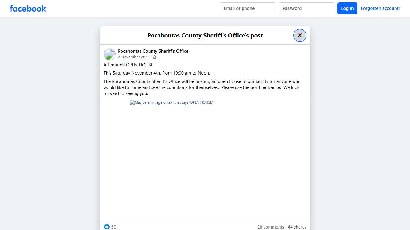 Attention!! OPEN... - Pocahontas County Sheriff's Office Facebook