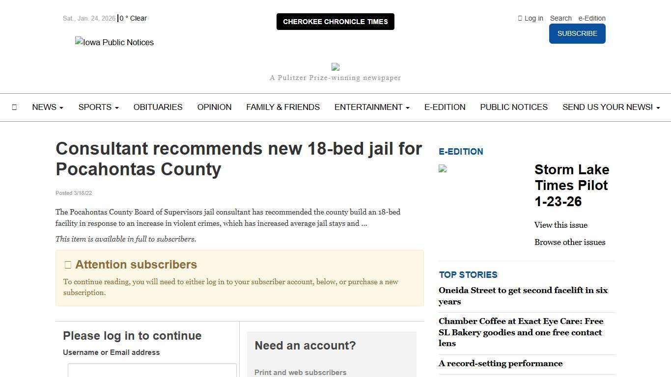 Consultant recommends new 18-bed jail for Pocahontas County - Storm Lake Times Pilot