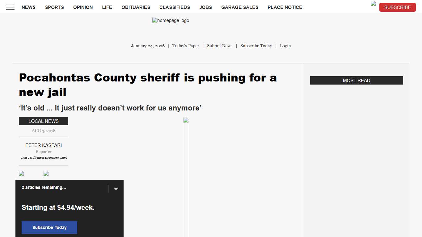 Pocahontas County sheriff is pushing for a new jail News, Sports, Jobs - Messenger News